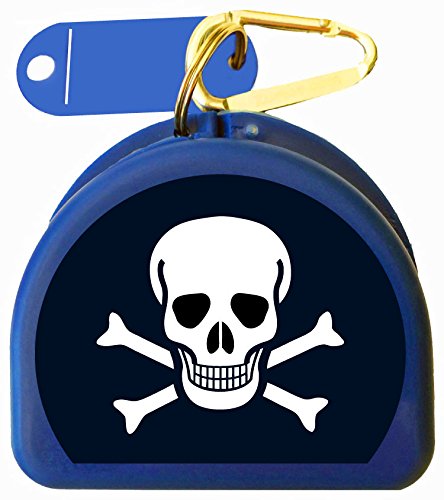 Mouth Guard, Retainer Mouthguard Dental Case - Skulls & Bones - color: Blue