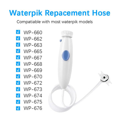 Replacement Handle Hose Parts Waterpik Replacement Parts Compatible with Waterpik water flosser WP-100 WP-300 WP-660 WP-662 WP-670 WP-672 WP-900 Oral Hygiene repair kit Accessories (White) - color: White