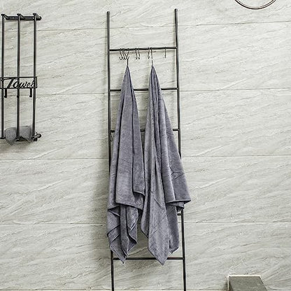 JML Microfiber Bath Towels with Hanging Hook, 6 Pack, 30" x 60", Grey - color: - Grey, size: 6 Pack (30 in x 60 in)