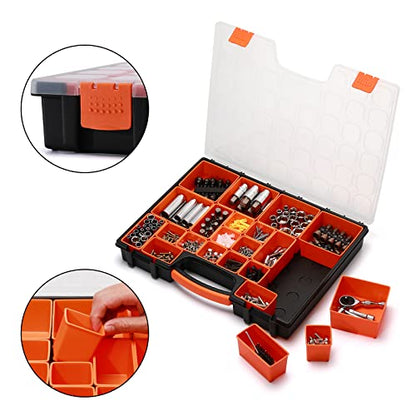 2PCS Multi-Purpose Portable Organizer Box Set with 44-Removable Compartments, 2 Pieces Professional Boxes with Dimension 16.2"L*13"W*2.3"H - size: 2 PCS