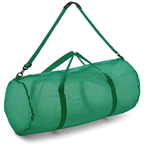 Champion Sports Mesh Duffle Bag – Oversized Breathable Gear Bag with Zipper & Shoulder Strap for Sports, Gym & Travel - color: Green