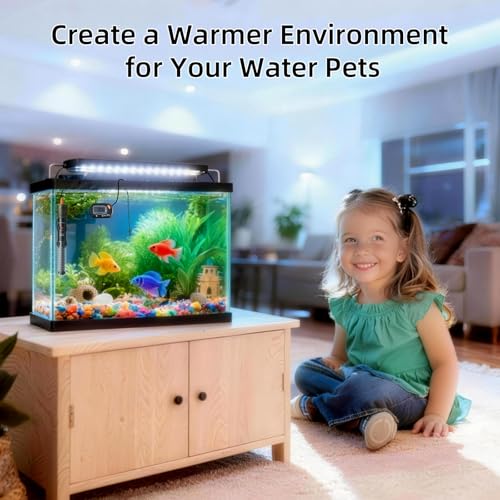 Aquarium Heater 25W/50W/100W/200W/300W, Adjustable Knob Fish Tank Heater with Digital Thermometer, Submersible Betta/Turtle Tank Heater for Freshwater and Saltwater Tanks - size: 50W for 5-10 gallon