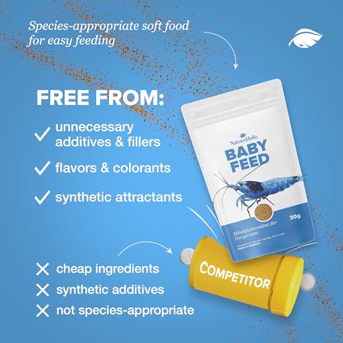 NatureHolic - Baby Shrimp Food, Breeding Food for Shrimp Babies, Made in Germany, Promotes Healthy Growth, Free from Fish Meal and Low-Quality Animal Meals