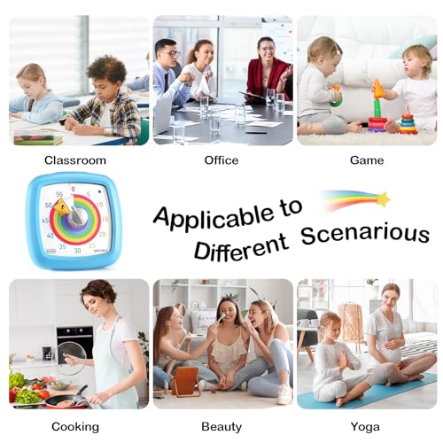 Secura 60-Minute Visual Timer, Silent Study Timer for Kids and Adults - color: Blue & Star