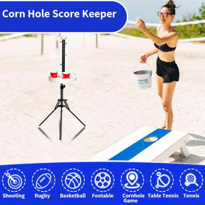 Cornhole Scoreboard with Drink Holders, 2 Sets, Magnetic Markers