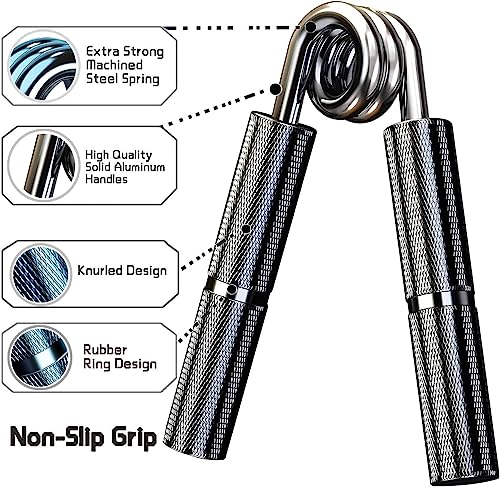 Silver 50LB-400LB Metal Hand Grip Strength Trainer Set - color: Black, size: 3Pack(50LB-150LB)