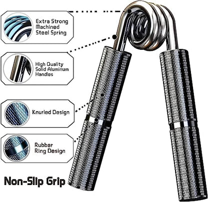 Silver 50LB-400LB Metal Hand Grip Strength Trainer Set - color: Black, size: 3Pack(50LB-150LB)