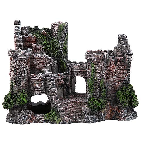 Aquarium Castle Decoration,Betta House Hide Castle,Simulation Resin Hide House Fish Tank Aquarium Ornaments Decor