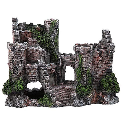Aquarium Castle Decoration,Betta House Hide Castle,Simulation Resin Hide House Fish Tank Aquarium Ornaments Decor