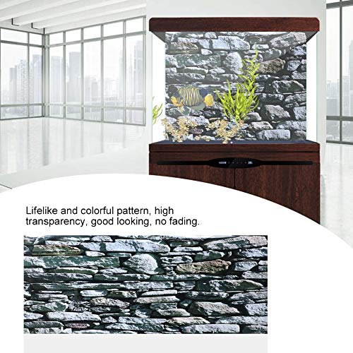 Aquarium Background Poster Fish PVC Sticker Stonewalling Pattern Self Adhesive Wallpaper Aquarium Glass Sticker Decorative (91 * 50cm)