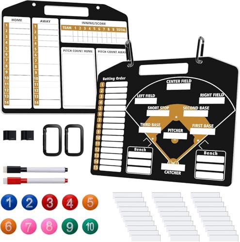 Magnetic Baseball Lineup Board, Anglecai Baseball Dry Erase Coaching Board - color: Black