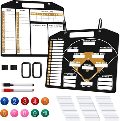 Magnetic Baseball Lineup Board, Anglecai Baseball Dry Erase Coaching Board - color: Black