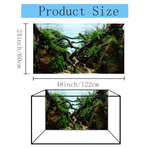48x24 inches Aquarium Fabric Background Grass Leaves with Stone Aquarium Backdrop River Bed & Lake Aquatic Plant Fish Tank Aquatic Plants Background