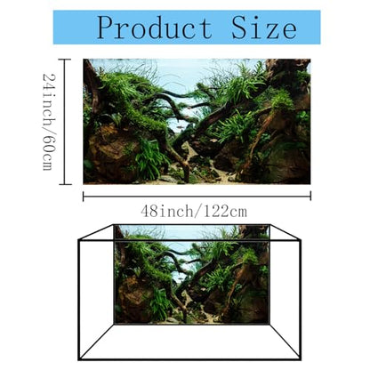 48x24 inches Aquarium Fabric Background Grass Leaves with Stone Aquarium Backdrop River Bed & Lake Aquatic Plant Fish Tank Aquatic Plants Background