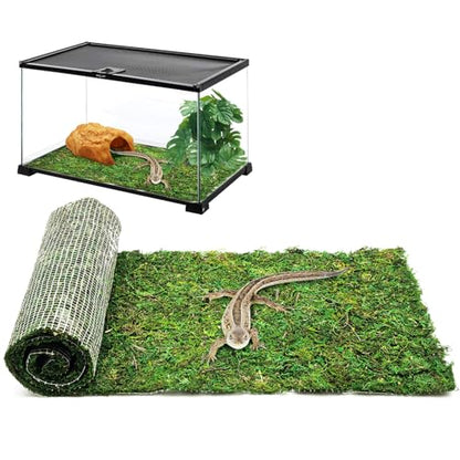 Reptile Carpet, Natural Moss Mat for Terrarium, Bearded Dragon Tank Flooring Green Substrate Liner for Leopard Gecko Hermit Crab Lizard Tortoise (47.24" X 11.81")