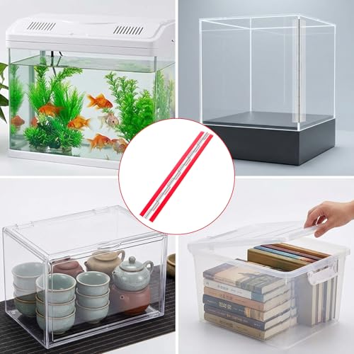 4 Pcs Acrylic Hinge Set, 300 mm Self-Adhesive Continuous Piano Hinge 12" Transparent Plastic Hinges for Aquarium Lid Box Cabinet Drawer Furniture DIY Display Stand