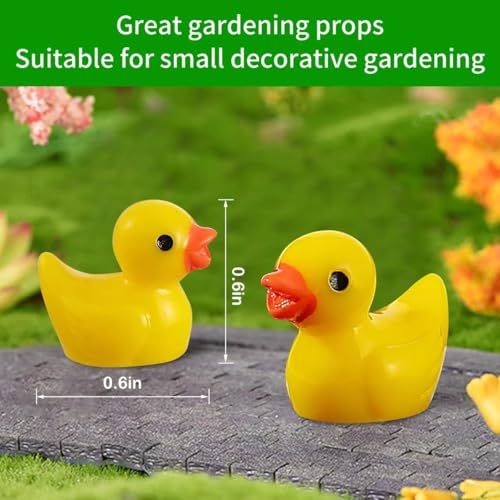 300 Pieces Yellow Mini Resin Duck Miniatures Tiny Duck Decor for Fairy Gardens Aquariums Dollhouses School Project Supplies DIY Crafts Potted Plant Landscape Accessories