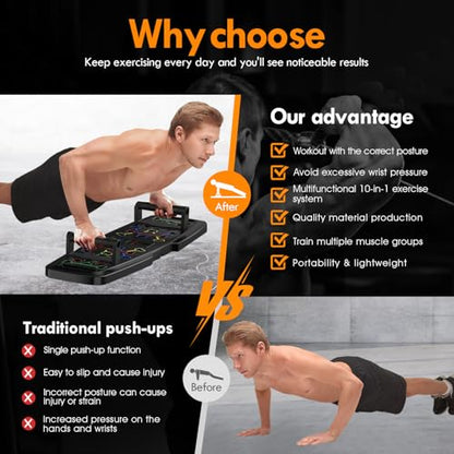 MQRW Push Up Board,Home Gym,Portable Exercise Equipment,Pilates Bar and 20 Fitness Accessories with Resistance Bands and Ab Roller Wheel,Full Body Workout at Home