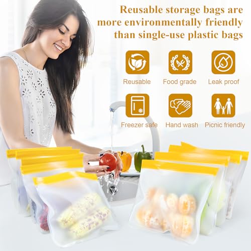 10 Pack Reusable Sandwich Bags, Silicone Sandwich Bags Reusable, Reusable Silicone Bags, Leakproof Sandwich Containers for Lunch Boxes, Travel Picnic, Work, Home Use
