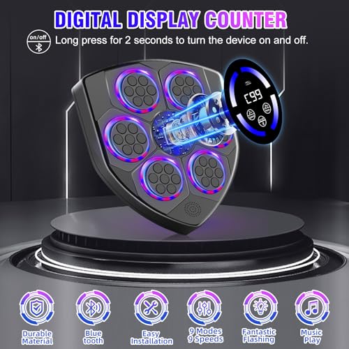 YORWHIN Smart Music Boxing Machine for Adults and Kids, Bluetooth Boxing Equipment with Boxing Gloves, Wall Mounted Electronic Punching Machine for Home Gym Workout Indoor - style: Shield
