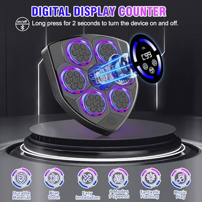YORWHIN Smart Music Boxing Machine for Adults and Kids, Bluetooth Boxing Equipment with Boxing Gloves, Wall Mounted Electronic Punching Machine for Home Gym Workout Indoor - style: Shield