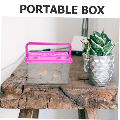 4pcs Mini Handheld Aquarium Box Portable Transparent Plastic Carrier with Handle for Small Fish Turtles Reptiles Hamsters for Breeding and Safe Transport