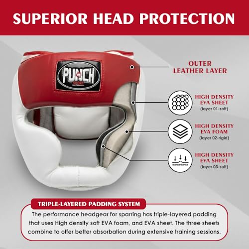Boxing Headgear with Cheek Protection, Adjustable MMA & Kickboxing Sparring Helmet, Triple Layer EVA Padding, PU Leather - size: Large