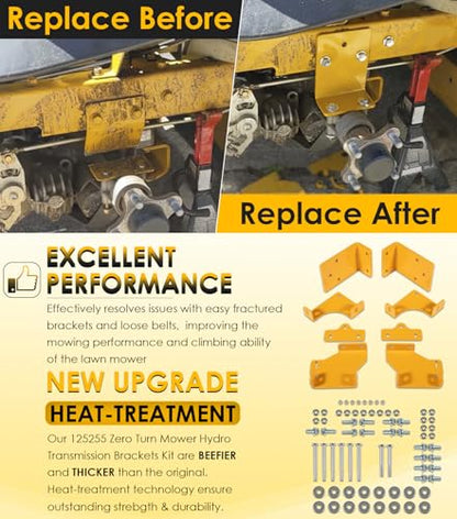 Upgraded 125255 Hydro Transmission Brackets Kit for Hustler Raptor Zero Turn Mower 552564 552565 552566 552567, Thicker Brackets Replacement Service Kit for Hustler Raptor SD SDX 42" 48" 54" & 60"