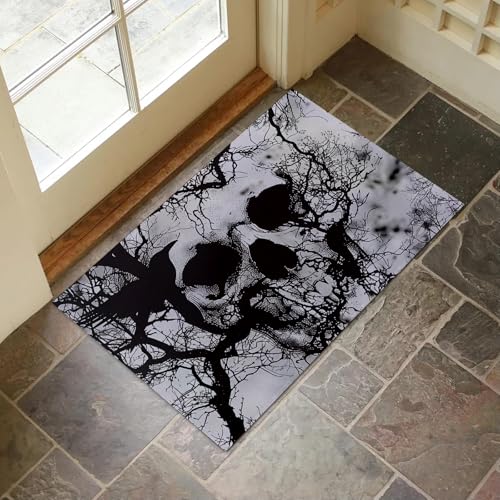 Gothic Skull Tree Indoor Door Mat for Entryway, 17x29.5 Inch, Dark Forest with Skull Floor Doormat for Home Decor, Non-Slip Rug Mat for Living Room, Kitchen, Bedroom, Gifts for Goth Lovers - color: Color86