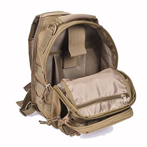 REEBOW GEAR Tactical Sling Bag Single Shoulder Every Day Carry Backpack - color: Style 01 Tan