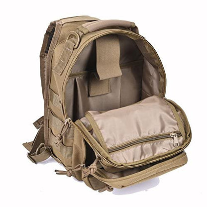 REEBOW GEAR Tactical Sling Bag Single Shoulder Every Day Carry Backpack - color: Style 01 Tan