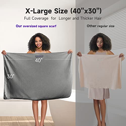Umisleep Extra Large Microfiber Hair Towel, Ultra Absorbent, Grey - color: Grey