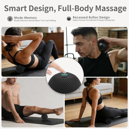 Heating Vibrating Massage Ball with 7 Modes & Memory Function | Electric Massage Ball with Recessed Button Design for Myofascial Release, Deep Tissue & Trigger Point Therapy (Black)