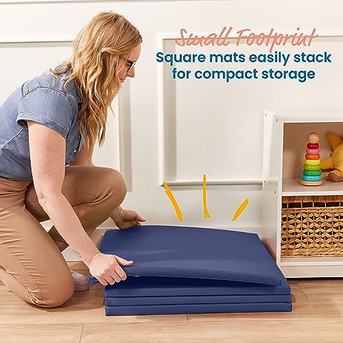 ECR4Kids SoftZone Play Patch Activity Mat Squares, 4-Pack, Navy - color: Navy
