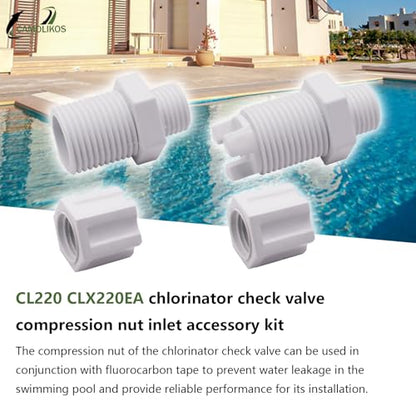 CL220 CLX220EA Chlorinator Check Valve Compression Nut Inlet Fitting Kit for Feeder 1/4" Replace Nut