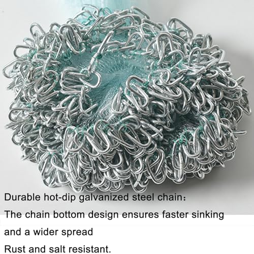 Easy Throw Cast Net for Fishing with Chain Bottom - 4ft to 12ft Radius, 2/7 Inch Mesh Size - Casting Net for All Anglers, Cast Nets for Fishing, Ideal for Saltwater and Freshwater