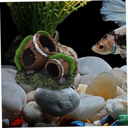 Holibanna Aquarium Decoration Resin Wine Barrel Ornament for Fish Tank Shrimp Cave Hideout and Aesthetic Decor for Betta Fish for Terrarium Garden and Aquatic Environments