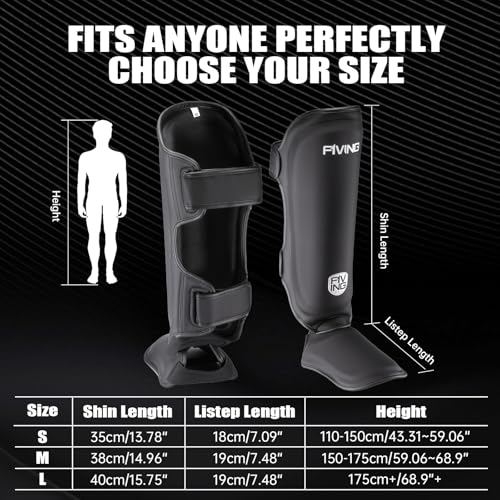 Muay Thai Shin Guards for Kids - color: Black, size: Medium
