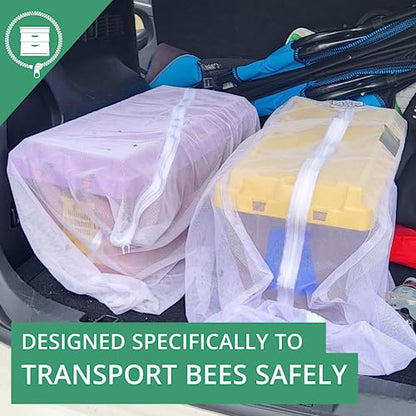 The Mesh Bag Designed for Beekeepers to Move Bees Safely and Securely with High Strength Mesh, YKK Zipper and Safety Lock Stiching - Package or Nucleus Hive - size: Buzz Bag Nuc