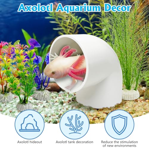 Axolotl Hideout Tube Set Resting Tunnel for Aquarium Axolotl Cave Hideout Fish Tank Accessories Habitat Shelter for Turtle Betta Fish Lizard and Other Small Reptiles and Amphibians