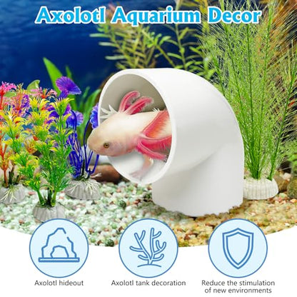 Axolotl Hideout Tube Set Resting Tunnel for Aquarium Axolotl Cave Hideout Fish Tank Accessories Habitat Shelter for Turtle Betta Fish Lizard and Other Small Reptiles and Amphibians
