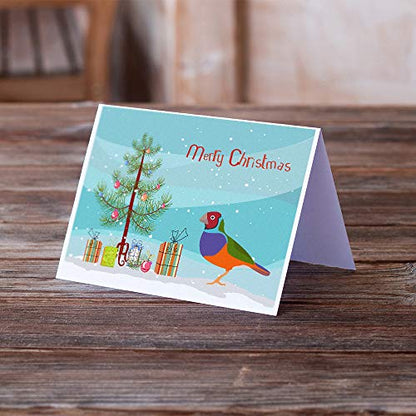 Caroline's Treasures CK4486GCA7P Amadina Merry Christmas Greeting Cards and Envelopes Pack of 8 Blank Cards with Envelopes Whimsical A7 Size 5x7 Blank Note Cards - style: Birds - Amadina
