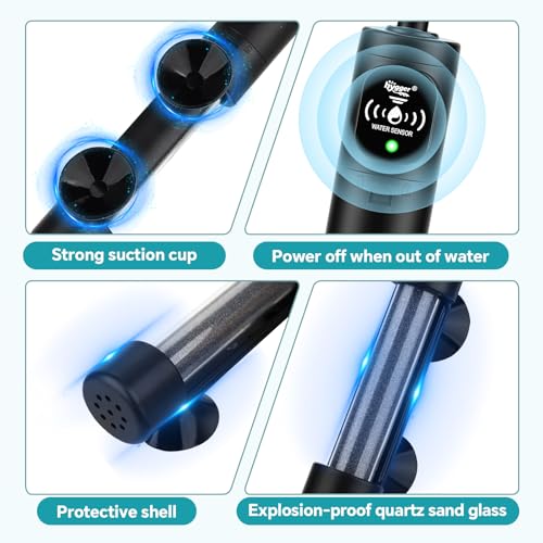 hygger Submersible Aquarium Heater, Small Adjustable Fish Tank Heater with 2 Suction Cups, Temperature Controller, Over-Temperature Off-Water Protection for Saltwater Freshwater (25W, 2-5 Gallon)