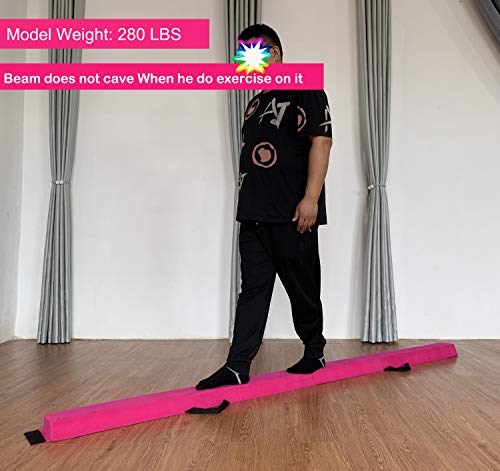Marfula 6 FT / 8 FT / 9 FT Folding Gymnastics Beam Foam Balance Floor Beam - color: Pink, size: 9 Ft