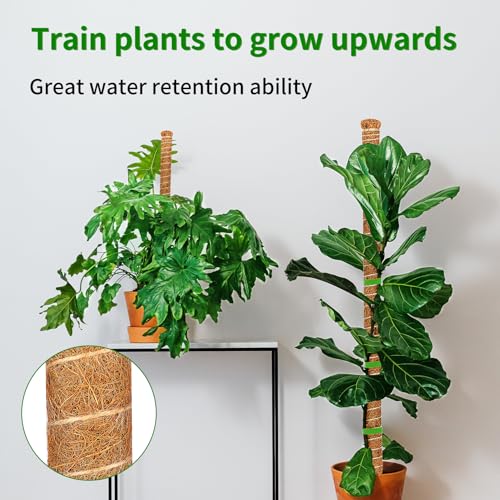 4 Pack 28 Inch Moss Pole Monstera Plant Support, Coir Moss Poles for Climbing Indoor Plants, Bendable Plant Stake Trellis for Potted Plant, Pothos, Philodendron - size: 4 Pack ( 28-Inch)