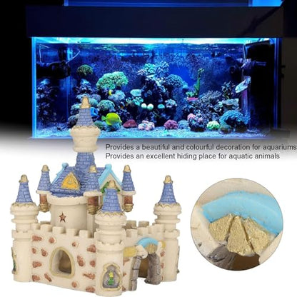 HERCHR Fish Tank Decorations, Castle Cave Hideouts & Resin Aquarium Decor Hiding Cave Ornament Fish Tank Accessories, Safe for Betta Fish