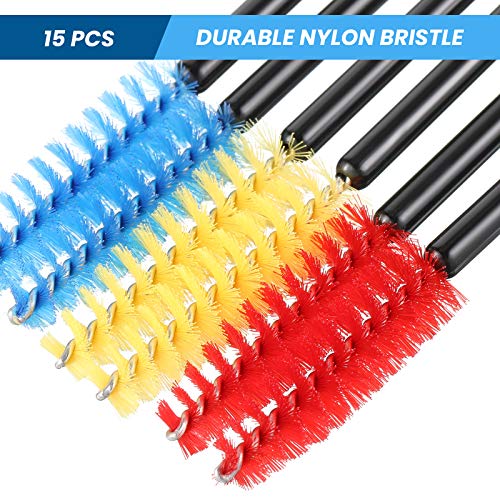 Outus 15 Pieces Hummingbird Feeder Cleaning Brush Mini Nylon Brush Set Cleaner for Bottles, Tubes, Jars, Bird Feeder (0.3 Inches/ 3.9 Inches) - size: 0.3 Inches/ 3.9 Inches