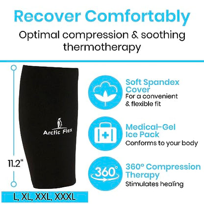 Arctic Flex Ice Sleeve for Knee, Elbow, Arm - Hot & Cold Freeze Pack Wrap for Tennis Pain Relief, Tendonitis - Gel Compression Brace for Injuries - Therapy Compress - Reusable, 360 Coverage - size: Large