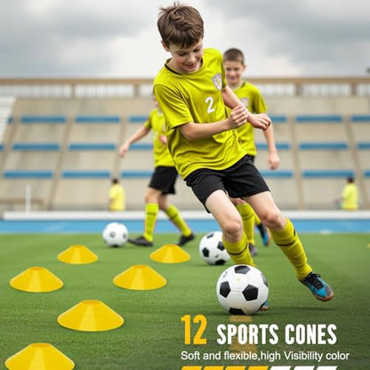 Agility Ladder, Soccer Training Equipment Set, 4 Agility Hurdles, 20ft Speed Ladder, Running Parachute, 12 Football Cones, Jump Rope | Soccer Basketball Athletes Speed Training - color: Yellow