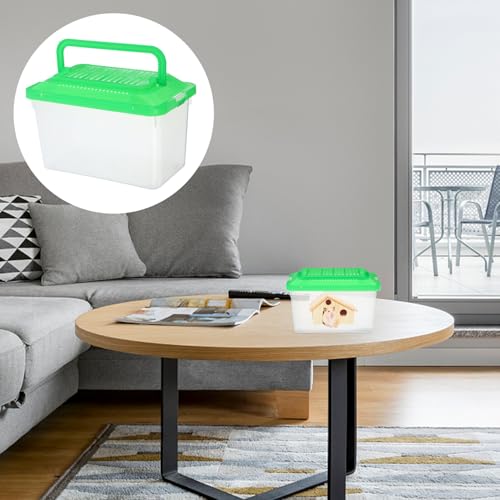 NUOBESTY Portable Turtle Tank and Plastic Fish Bowl Handheld Reptile Carrier with Green Medium Aquarium Box for Travel and Pet Transport